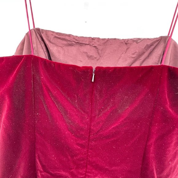 Maggy London Velvet Slip Dress Womens‎ Vintage Formal Burgundy Fitted Spaghetti - Picture 5 of 7
